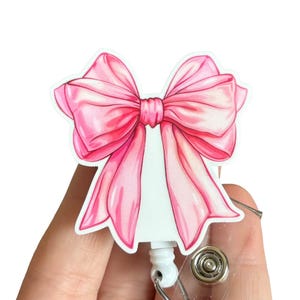 Pink bow badge reel - Coquette badge reel - Nurse&#39;s Badge Reel - Badge clip - Badge pull