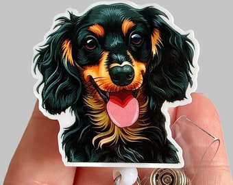 Dachshund dog dog badge reel - Dog badge holder  - Dog mom badge reel  - Gift for mom - Gift for nursing student