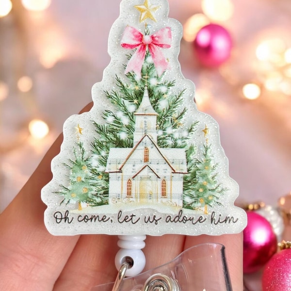 Carrete de credencial navideño - Tirador de credencial - Clip de credencial - Regalo festivo para compañeros de trabajo