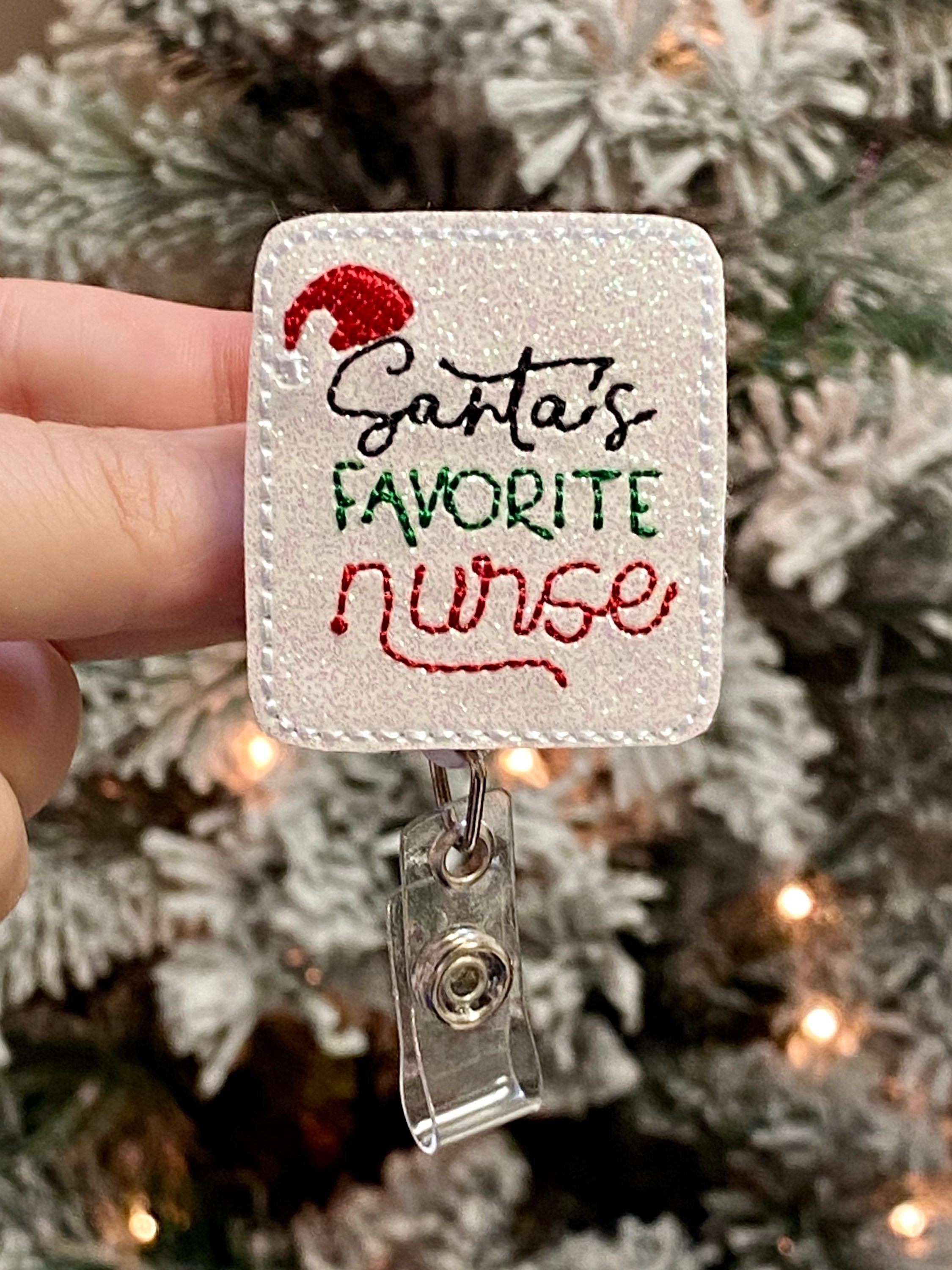 Santas Favorite Nurse Glitter Badge Reel Christmas Badge Reel Medical Badge  Reel Nurse Badge Reel 