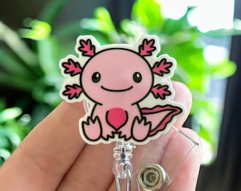 Axolotl badge reel - Retractable badge reel - Nurse's Badge Reel - Badge clip - Badge pull - Cute badge reel