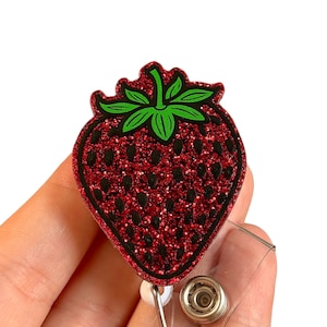 Strawberry simmer badge reel -  Nurse badge reel  - Fruit - Badge clip- Gift for coworker