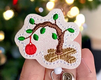 Christmas Badge reel - Christmas tree badge reel - Nurse badge reel - Badge clip
