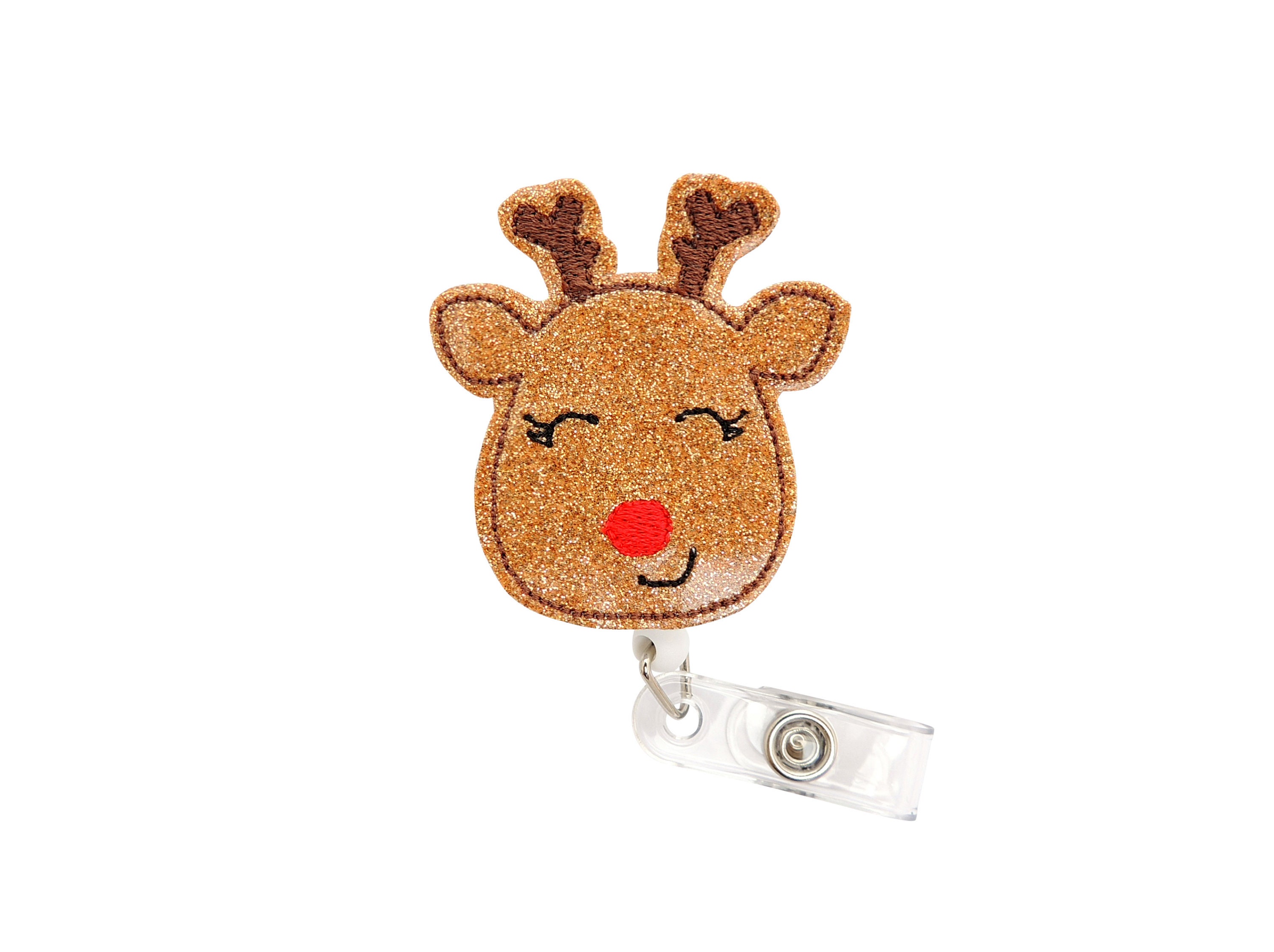 Reindeer Retractable Badge - Reindeer ID Holder - Deer Work Badge Holder- Christmas Retractable Badge ID Holder - Work Badge Reel