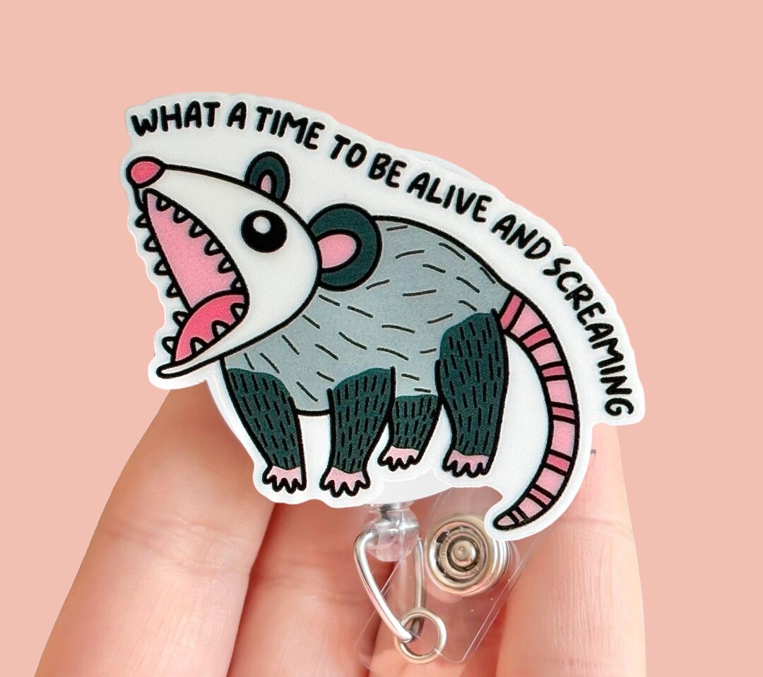 Funny Raccoon Badge Reel,Cute Acrylic Badge For ID Card Badge
