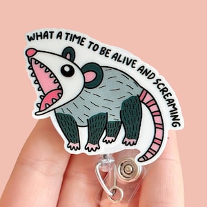 Possum badge reel -  Funny badge reel - Badge clip -Badge pull - Gift for coworker - Badge reel for men
