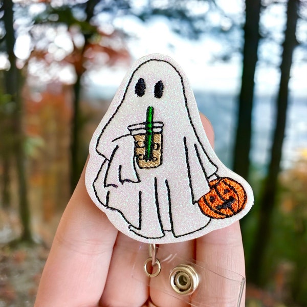Ghost badge reel -  Halloween Badge - Fall badge reel - Badge topper - ID holder -  Spooky  Cute ghost - Nurse - Medical -