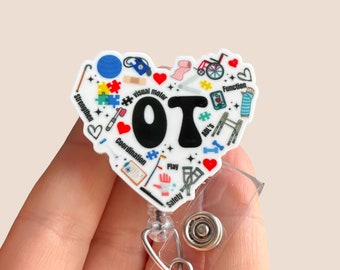 OT badge reel -  Occupational Therapist badge reel -  Nurse badge pull - Coworker gift - Occupational Therapy - Badge clip