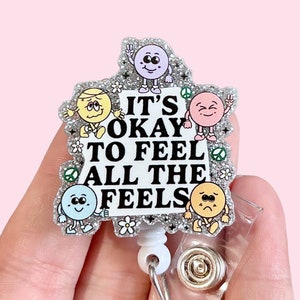 Mental health badge reel - Anxiety badge reel -  Nurse badge pull - Glitter -  Coworker gift