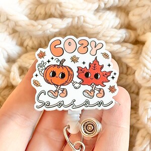 Fall badge reel - Halloween badge reel - Cute Fall badge - Autumn badge pull - Badge clip Gift for coworker -