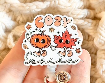 Fall badge reel - Halloween badge reel - Cute Fall badge - Autumn badge pull - Badge clip Gift for coworker -