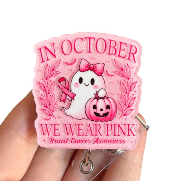 Halloween breast cancer ghost badge reel