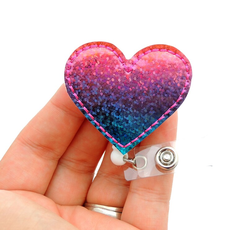 RN Badge Reel Heart Badge Reel Glitter Badge Reel Rn Etsy