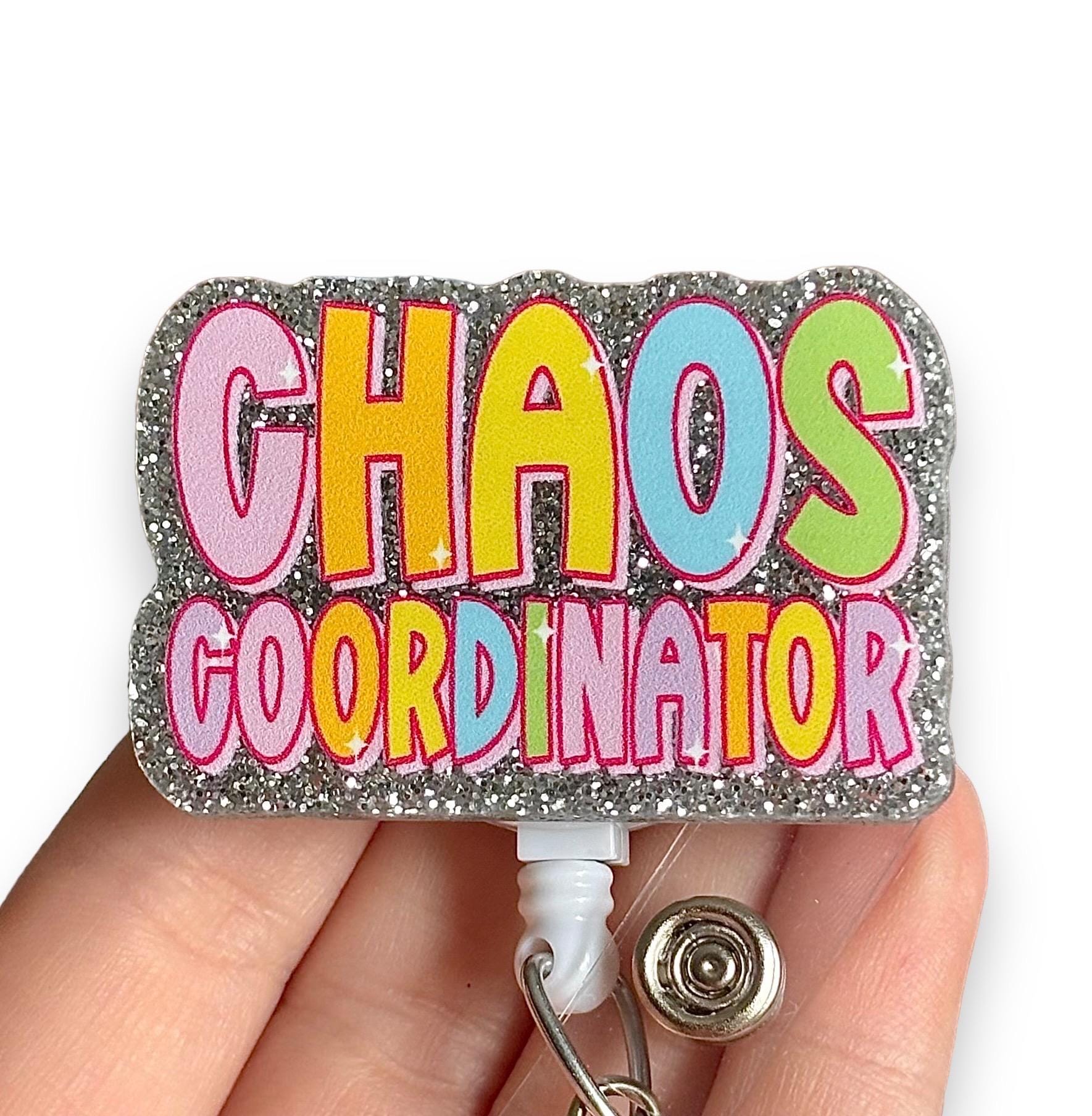 Chaos Coordinator Badge Reel - Assistant Principal Gift, Boss Leader Retractable ID Holder - View #4