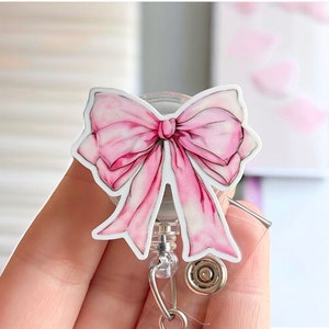 Pink bow badge reel - Coquette badge reel - Nurse&#39;s Badge Reel - Badge clip - Badge pull