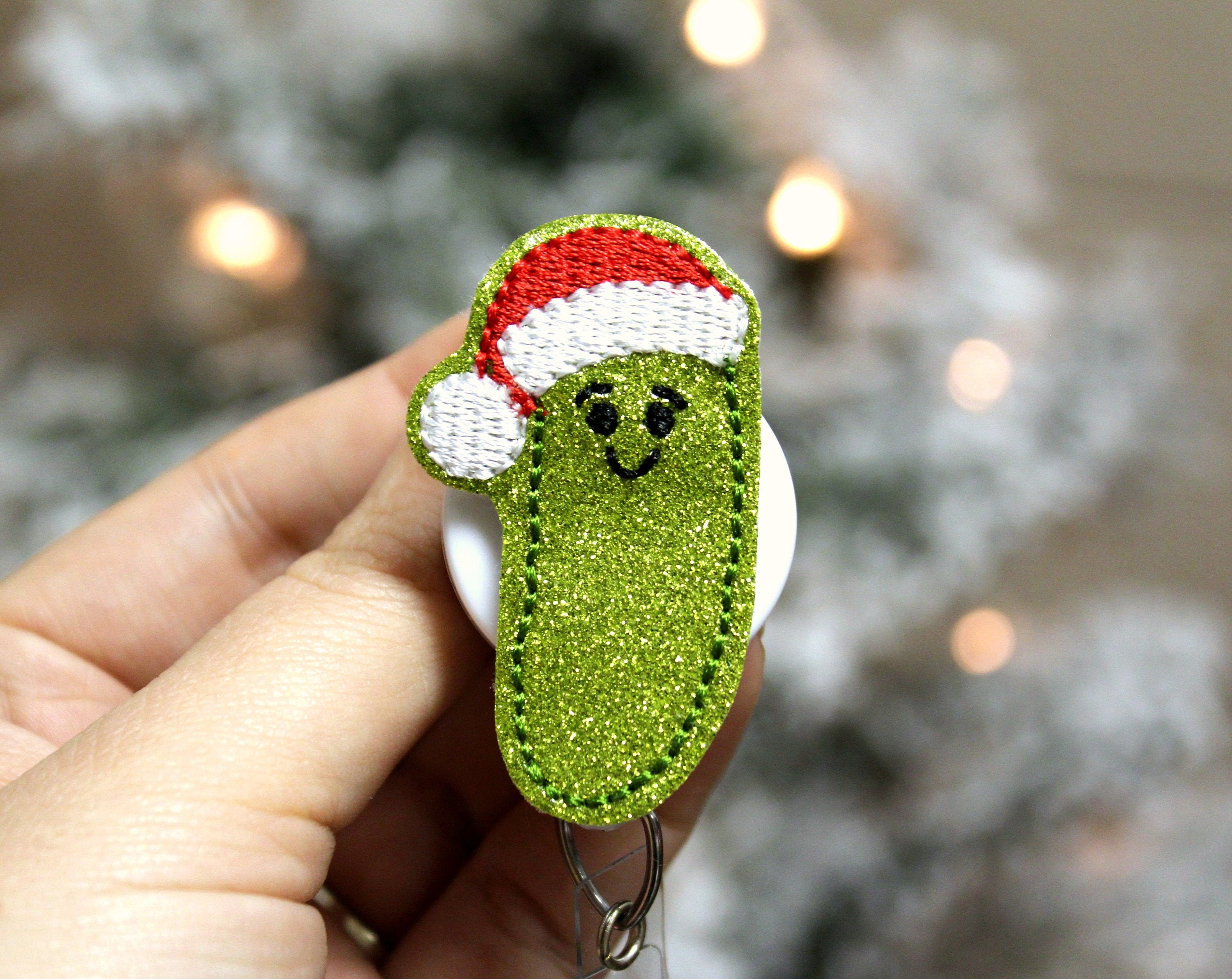 Glitter Pickle Badge Reel - Nurse Badge Reel- Christmas Badge Reel