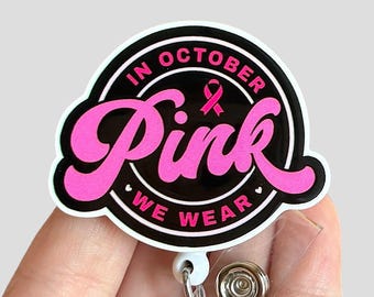Breast cancer badge reel  - Fall badge reel -  badge clip - badge pull - Gift for coworker