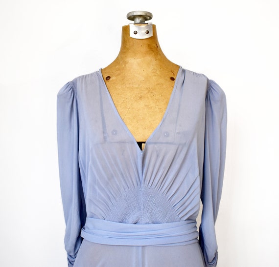 Vintage 40's Blue Chiffon Evening Gown | 1940's C… - image 6