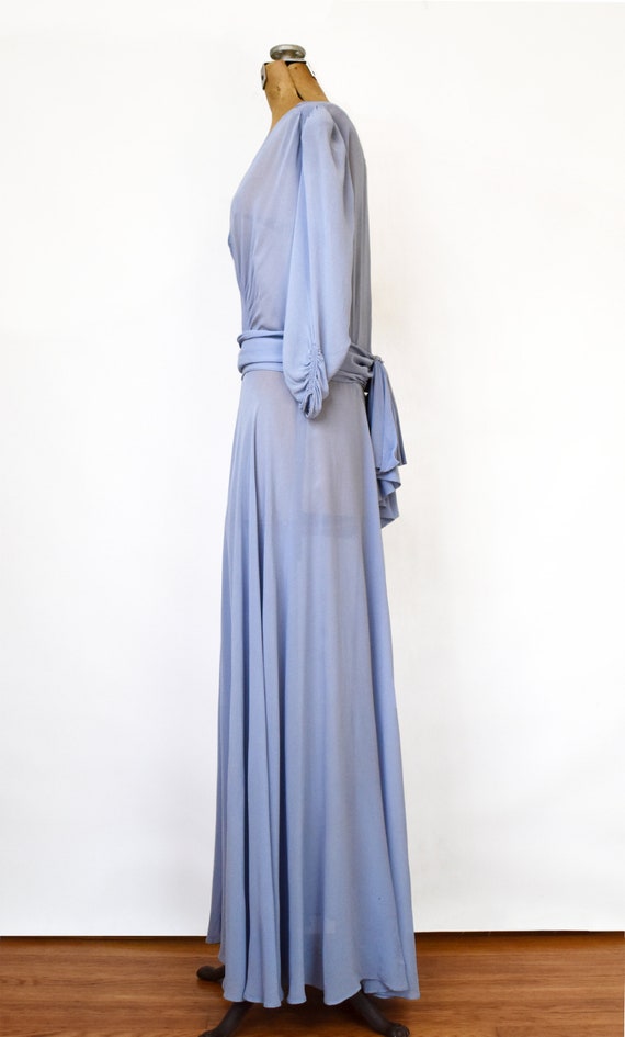Vintage 40's Blue Chiffon Evening Gown | 1940's C… - image 3