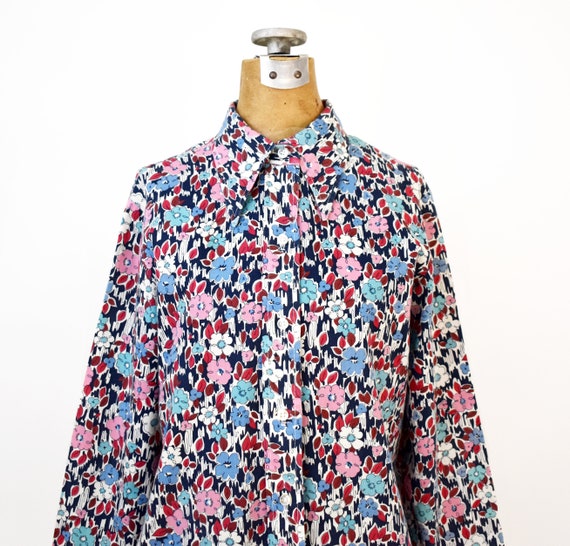 Vintage 1970's Floral Print Shirt | 70's Fitted B… - image 7