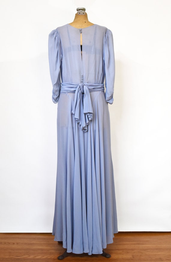 Vintage 40's Blue Chiffon Evening Gown | 1940's C… - image 4