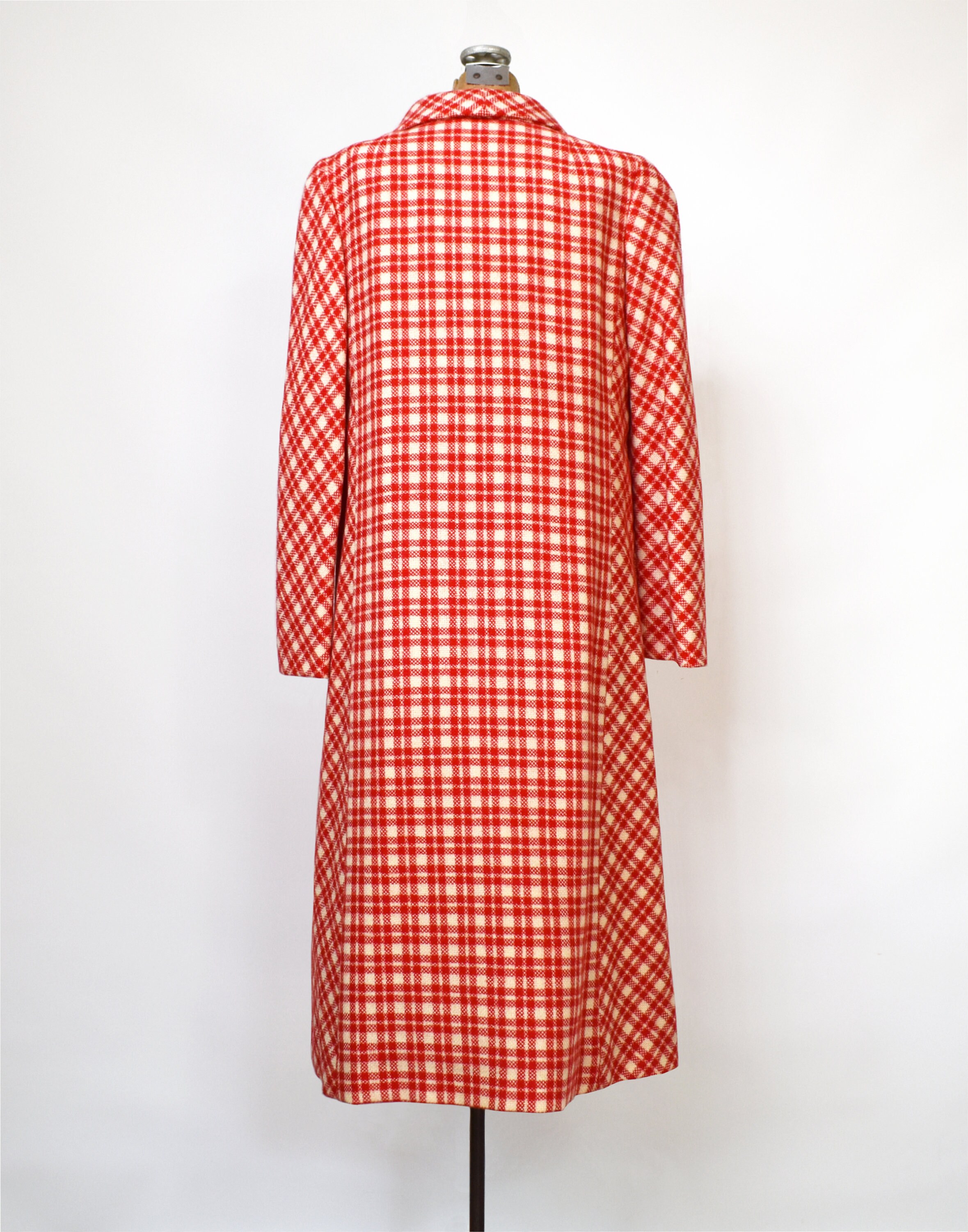 Small-Medium 1950s Pauline Trigere Green Plaid Swing Coat main image 1