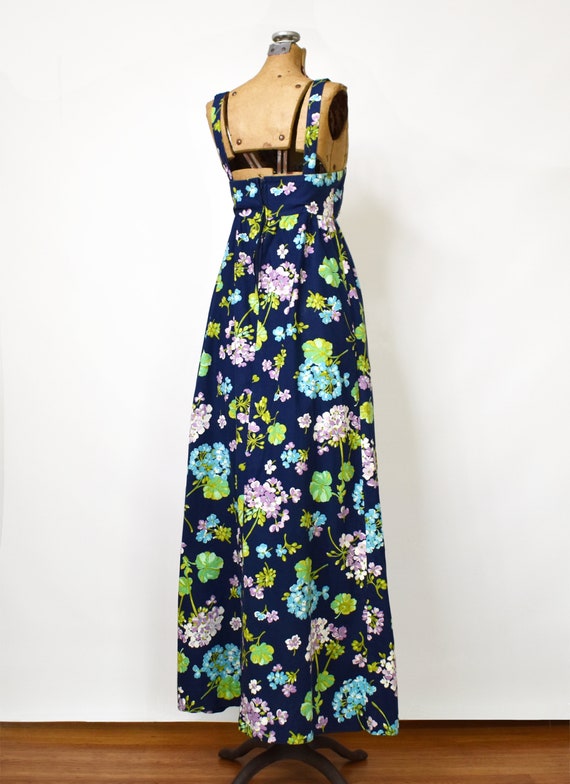 Vintage 1960s Hydrangea Print Maxi Dress | 60's L… - image 6