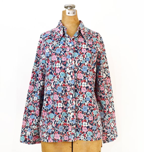 Vintage 1970's Floral Print Shirt | 70's Fitted B… - image 2