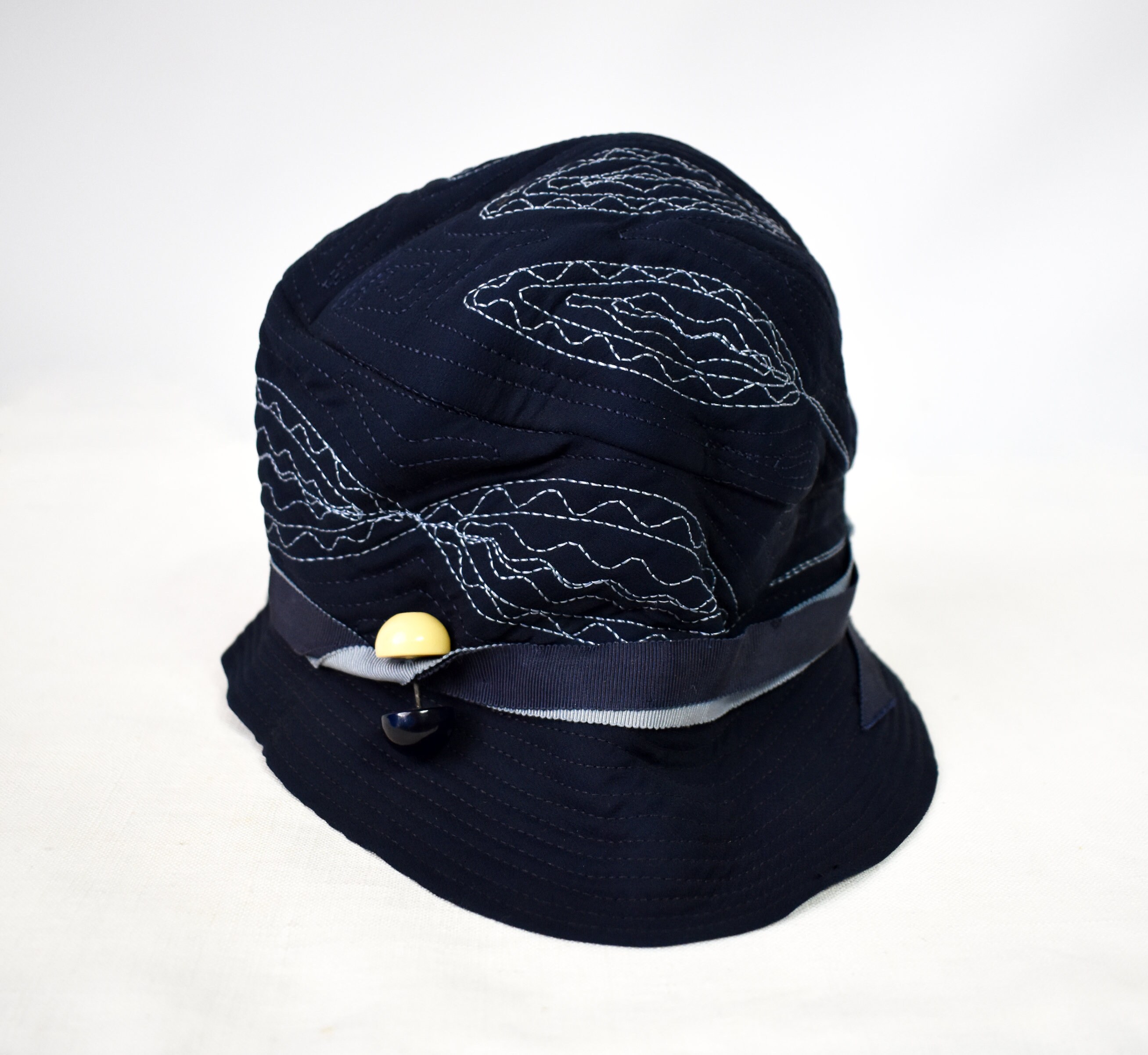 1920s Blue Cloche Hat Velvet Ribbon Art Deco Flapper Style Vintage Hat Women main image 3