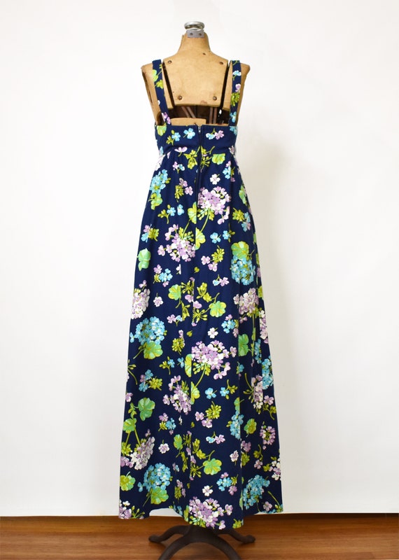 Vintage 1960s Hydrangea Print Maxi Dress | 60's L… - image 5