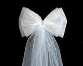 10 x Fluffy Tulle with Diamante Detail Wedding Pew End Bows -Choice of Colour