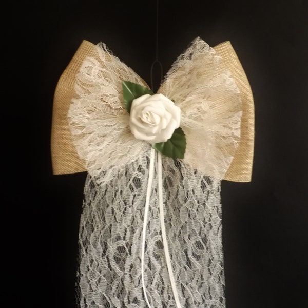 Set of 6 Ivory Creamy Pew Bows, Chair Bows, Elegant Wedding Bows Church Aisle De