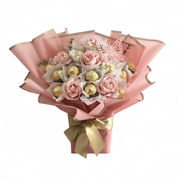 Rose Gold Wrapped Lindt Lindor Truffles Chocolate Bouquet Rose Gold Wrapped Lindt Lindor Truffles Chocolate Bouquet