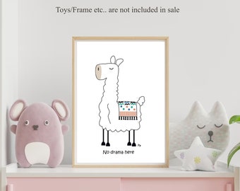 Nursery Wall Art No Drama Llama Print