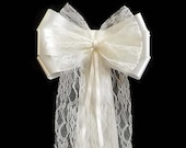 10 x Lacey Wedding Church Pew Decorations - Pew End Bows