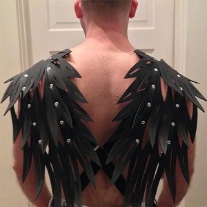 Large Dark Angel Wings, Black Rubber