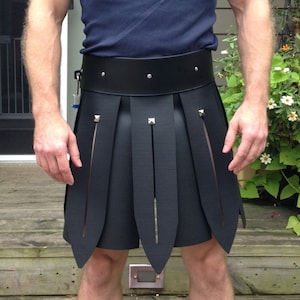 Dark Angel Skirt / Gladiator Skirt with Belt, Black Rubber