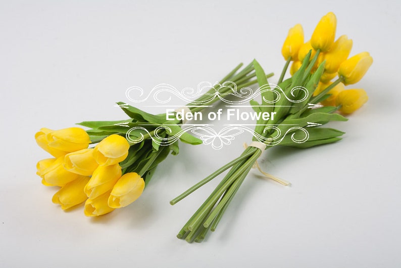 Real Touch Yellow Tulip Bouquets for Bridal Bouquets Wedding Centerpieces Vase Arrangement Home Decoration