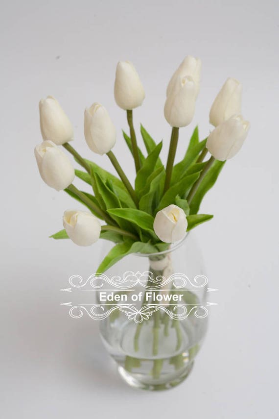 10 Pcs Tulipe Real Touch Fleur Blanche Pour Mariage Bouquets Centres De Table Arrangement Maison Décoration Approvisionnement