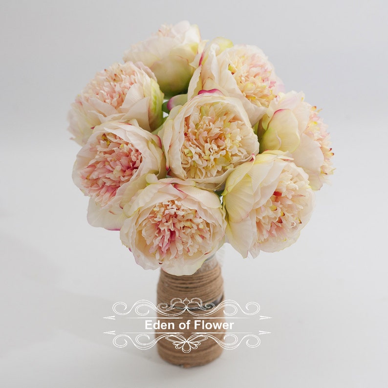 5 Pcs Champagne Pivoine En Soie Fleurs Pour Mariage Bouquets De Mariée De La Maison Décoration Centre De Table Corsage Mariage