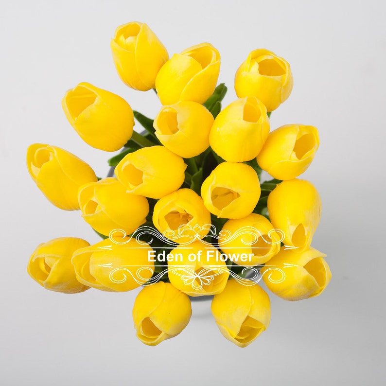 Real Touch Yellow Tulip Bouquets for Bridal Bouquets Wedding Centerpieces Vase Arrangement Home Decoration