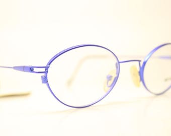 Small Blue Oval Red Rose Italy Vintage Eyewear Unused  New Old stock Vintage Eyeglasses 1990s Vintage Glasses Unique