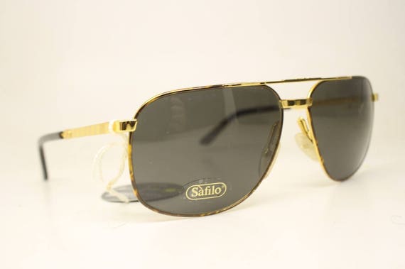 Safilo Aviator Gold Tortoise Vintage Sunglass Fra… - image 1