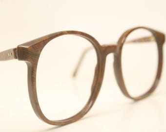 Vintage Pathway Op-Art Eyeglasses Unused Brown Woodgrain New Old stock Vintage Eyewear 1980s Vintage Glasses Unique