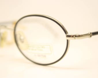 Benetton Black Silver Vintage Eyeglasses Unused  New Old stock Vintage Eyewear 1990s Vintage Glasses Unique