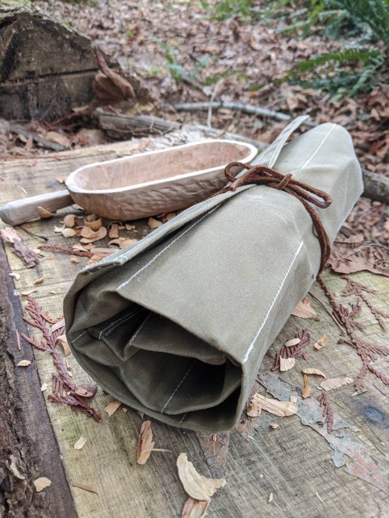 Kestrel Field Tan Waxed Canvas Tool Roll Up Pouch, Case for your Gear, Supplies or Tools by PNWBUSHCRAFT image 6