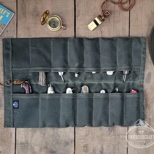 Maple Waxed Canvas Pocketknife Roll Up Pouch, Case for your Gear, Supplies or Tools by PNWBushcraft 2.0