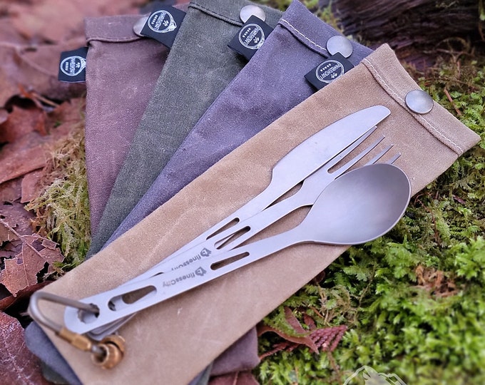 Handmade Waxed Canvas Spork Bag: Camping Utensil Organizer