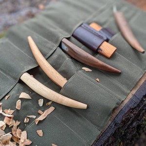 Kestrel Green Waxed Canvas Tool Roll Up Pouch, Case for your Gear, Supplies or Tools by PNWBUSHCRAFT