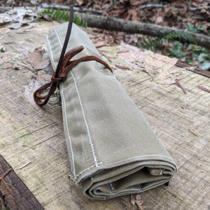 Kestrel Field Tan Waxed Canvas Tool Roll Up Pouch, Case for your Gear, Supplies or Tools by PNWBUSHCRAFT image 3